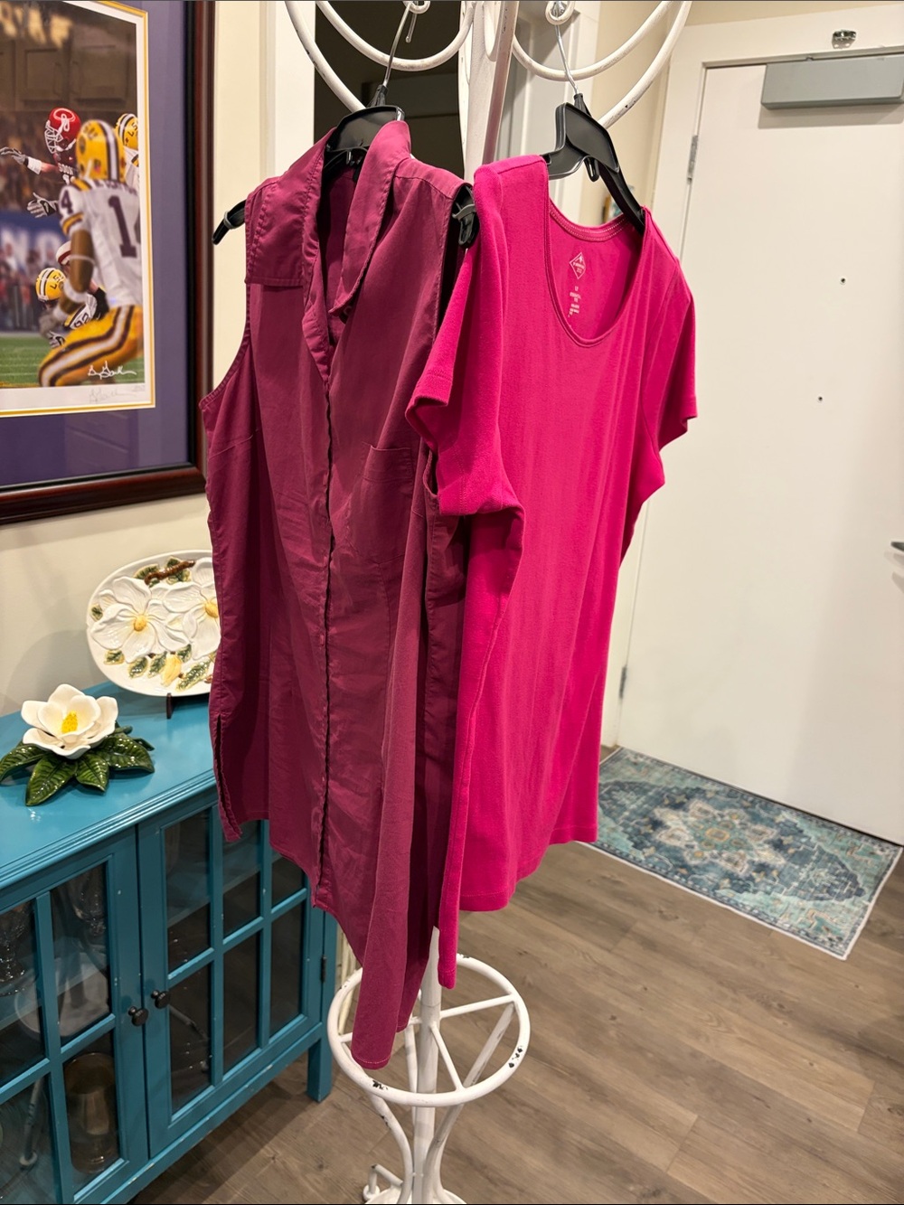 Pair of (2) Women’s Bold  Pink Summer Tops (1) Sleeveless and (1) Short Sleeve L